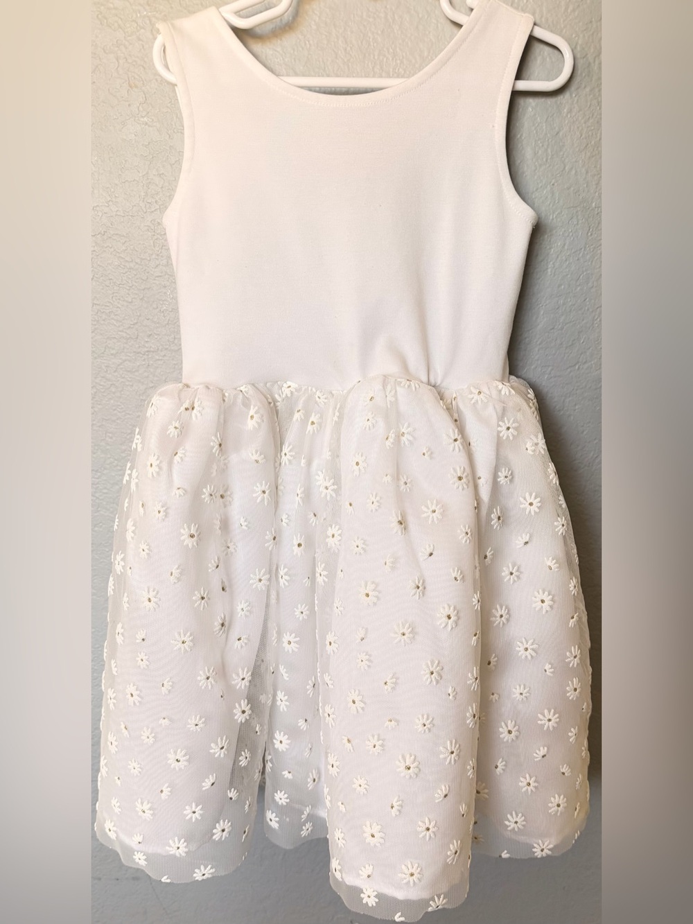 H&M White Floral Embroidered Tulle Dress with Bow